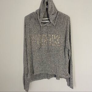 Pink Victoria’s Secret Heather Gray Hoodie Soft Long Sleeve Top